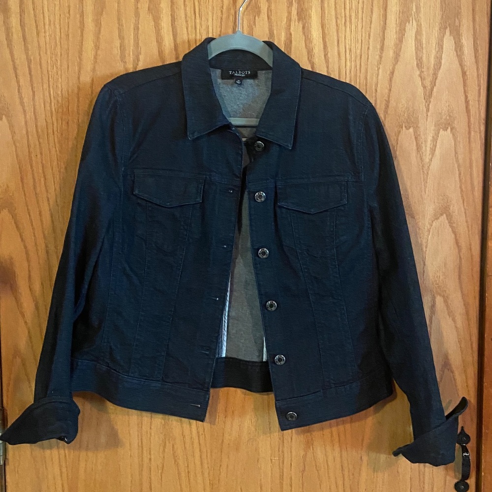 Talbots Dark Blue Denim Jacket Size 10